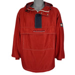 Tommy Hilfiger - Red Athletics 1/4 Zip-Up Hooded Windbreaker 1990s Large