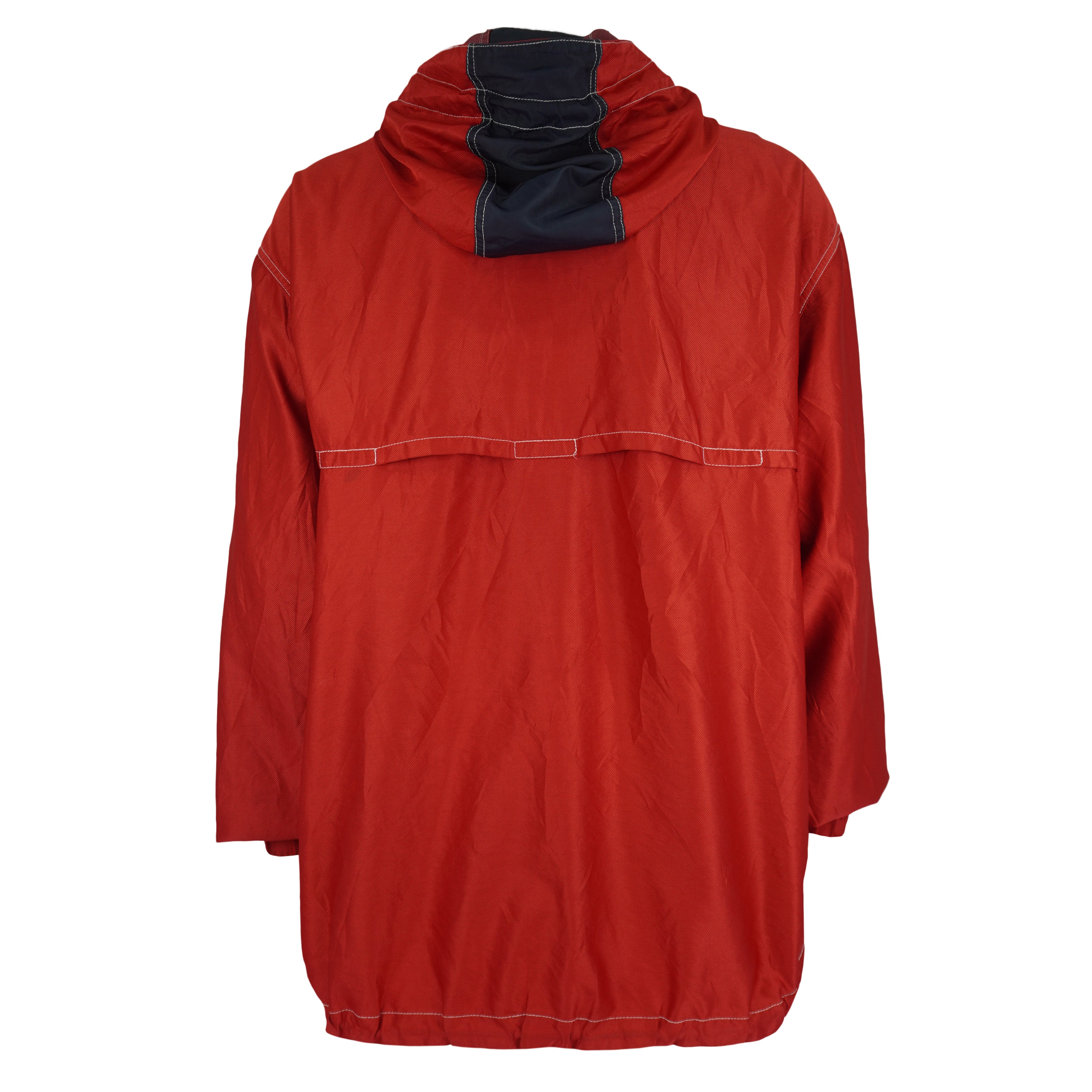 Tommy Hilfiger - Red Athletics 1/4 Zip-Up Hooded Windbreaker 1990s Large Vintage Retro
