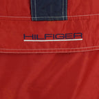 Tommy Hilfiger - Red Athletics 1/4 Zip-Up Hooded Windbreaker 1990s Large Vintage Retro