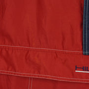 Tommy Hilfiger - Red Athletics 1/4 Zip-Up Hooded Windbreaker 1990s Large Vintage Retro