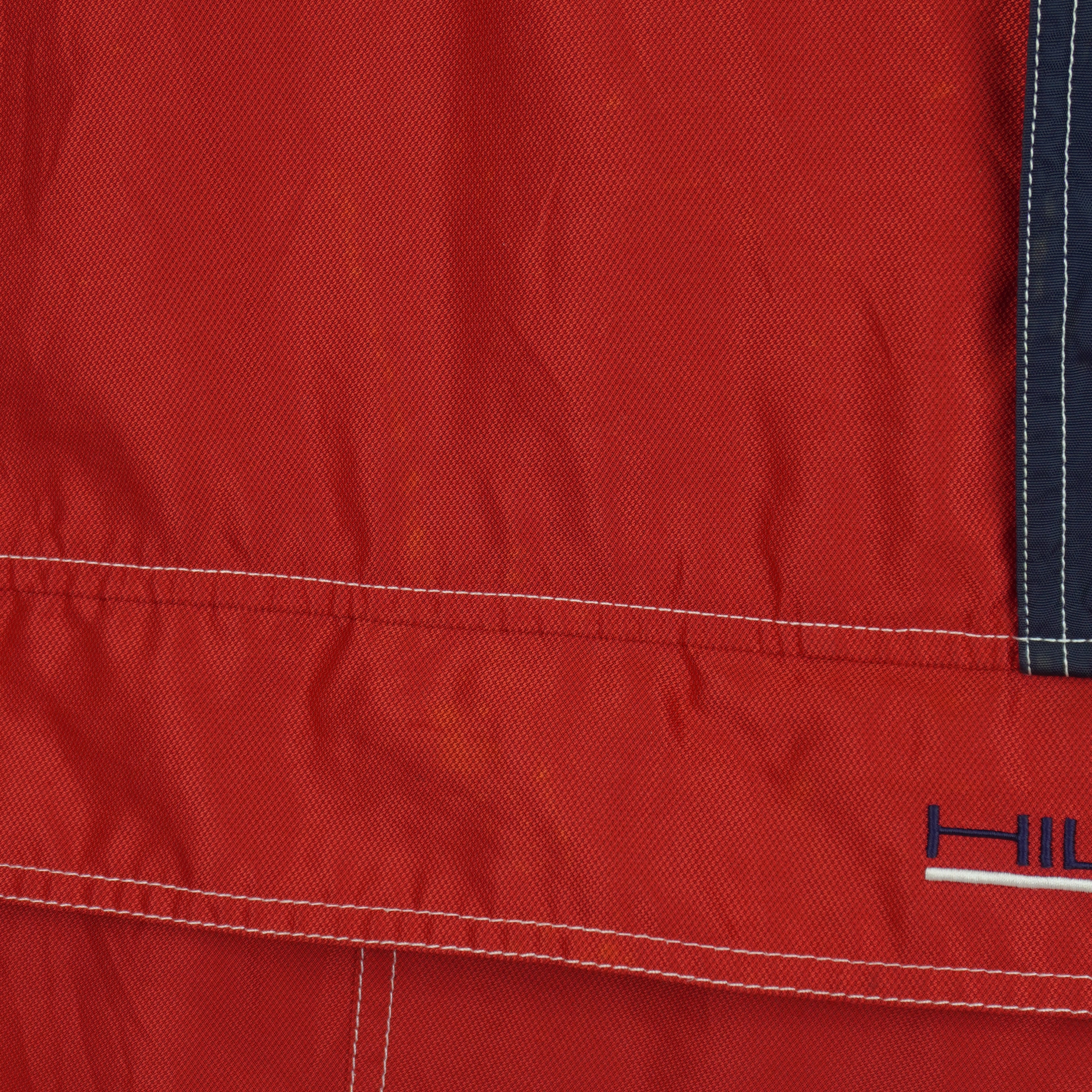 Tommy Hilfiger - Red Athletics 1/4 Zip-Up Hooded Windbreaker 1990s Large Vintage Retro