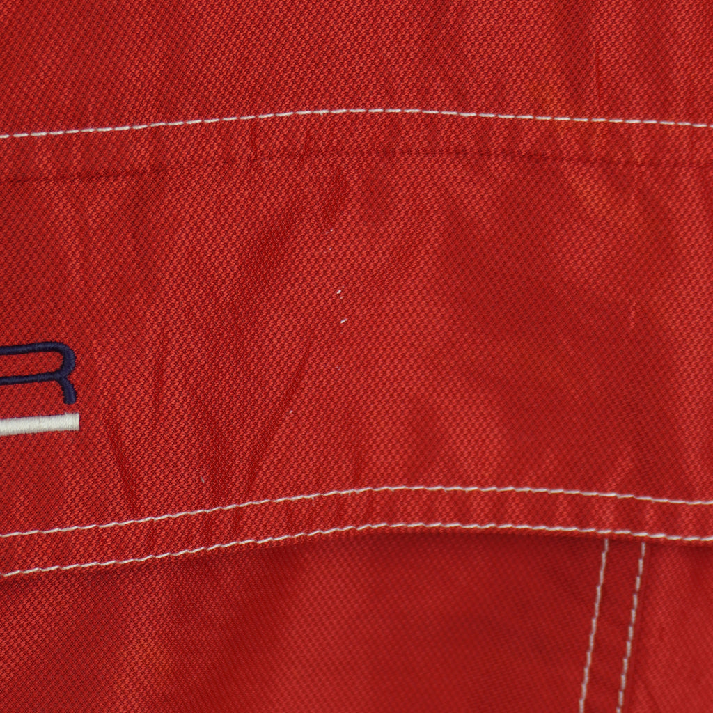 Tommy Hilfiger - Red Athletics 1/4 Zip-Up Hooded Windbreaker 1990s Large Vintage Retro