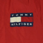 Tommy Hilfiger - Red Athletics 1/4 Zip-Up Hooded Windbreaker 1990s Large Vintage Retro