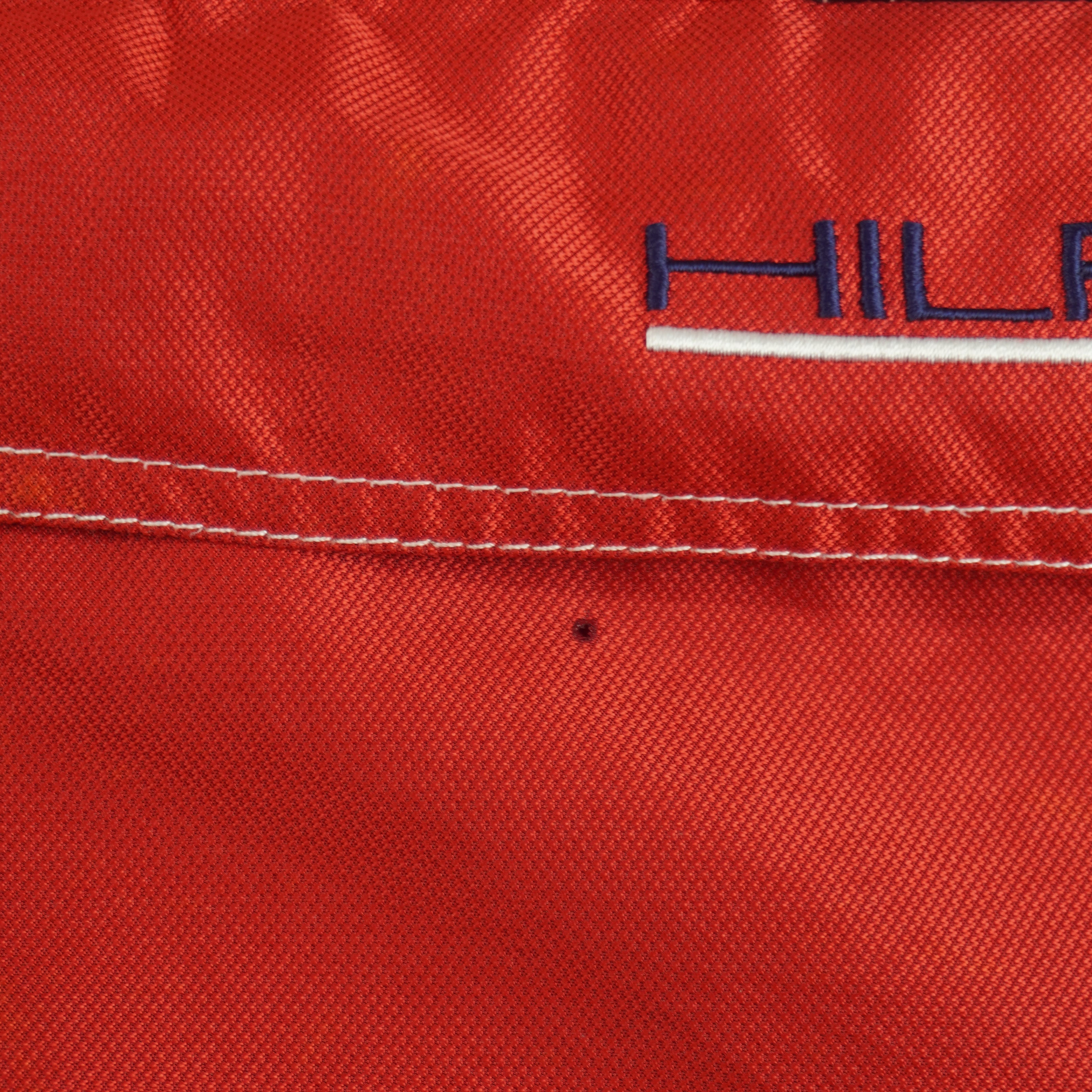 Tommy Hilfiger - Red Athletics 1/4 Zip-Up Hooded Windbreaker 1990s Large Vintage Retro