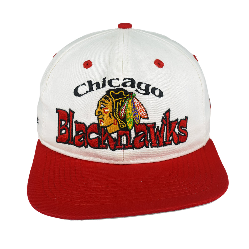NHL (#1 Apparel) - Chicago Blackhawks Embroidered Snapback Hat 1990s OSFA Vintage Retro Hockey