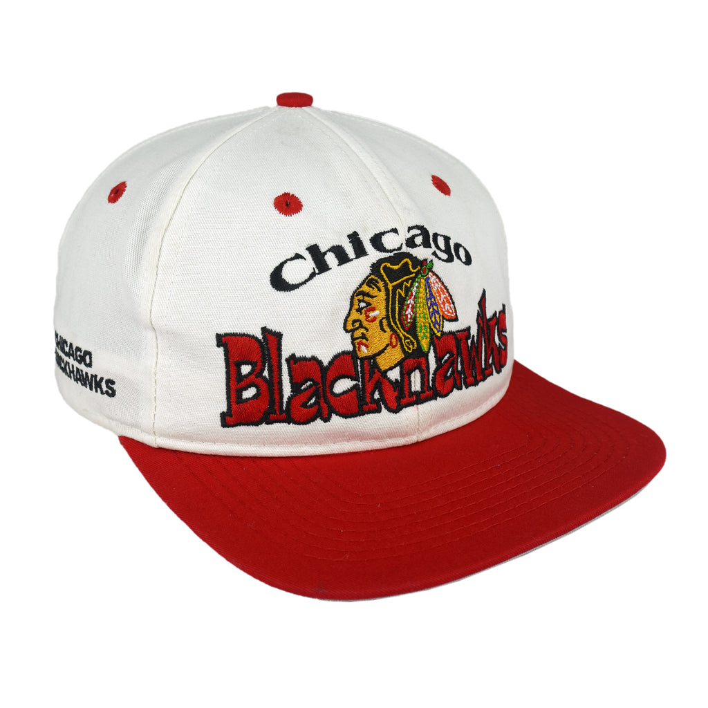 NHL (#1 Apparel) - Chicago Blackhawks Embroidered Snapback Hat 1990s OSFA Vintage Retro Hockey
