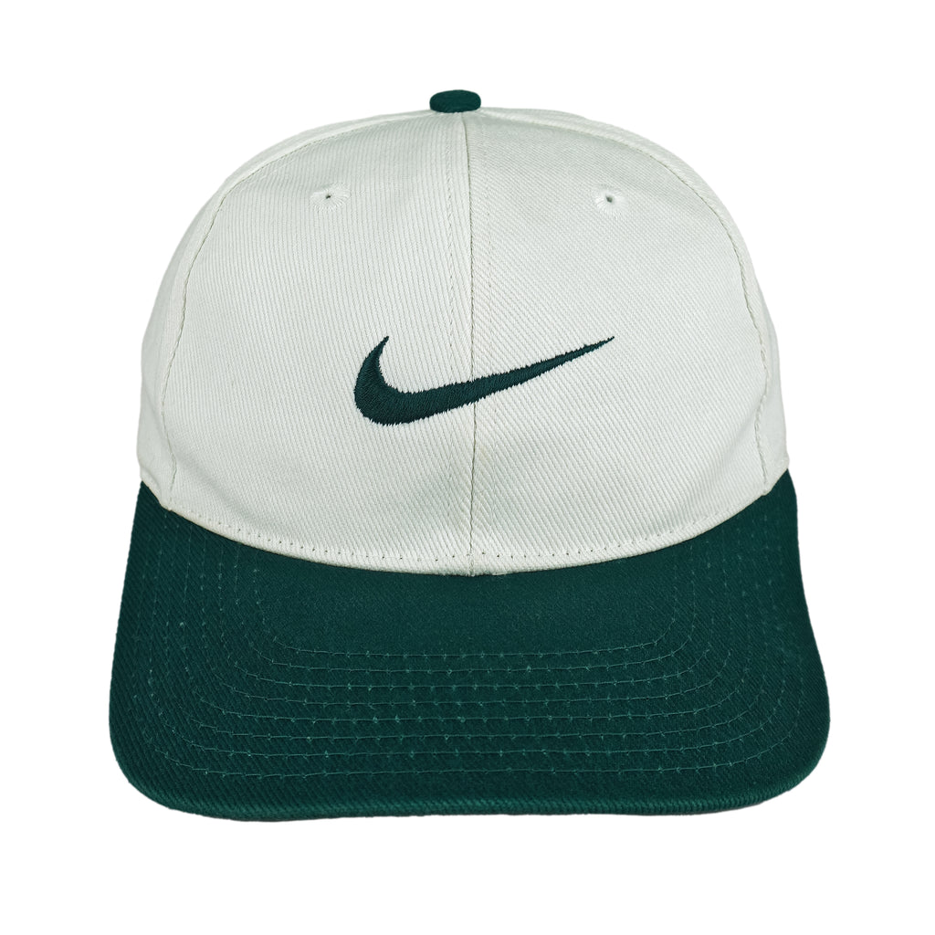 Nike - White Big Logo Snapback Hat 1990s OSFA Vintage Retro