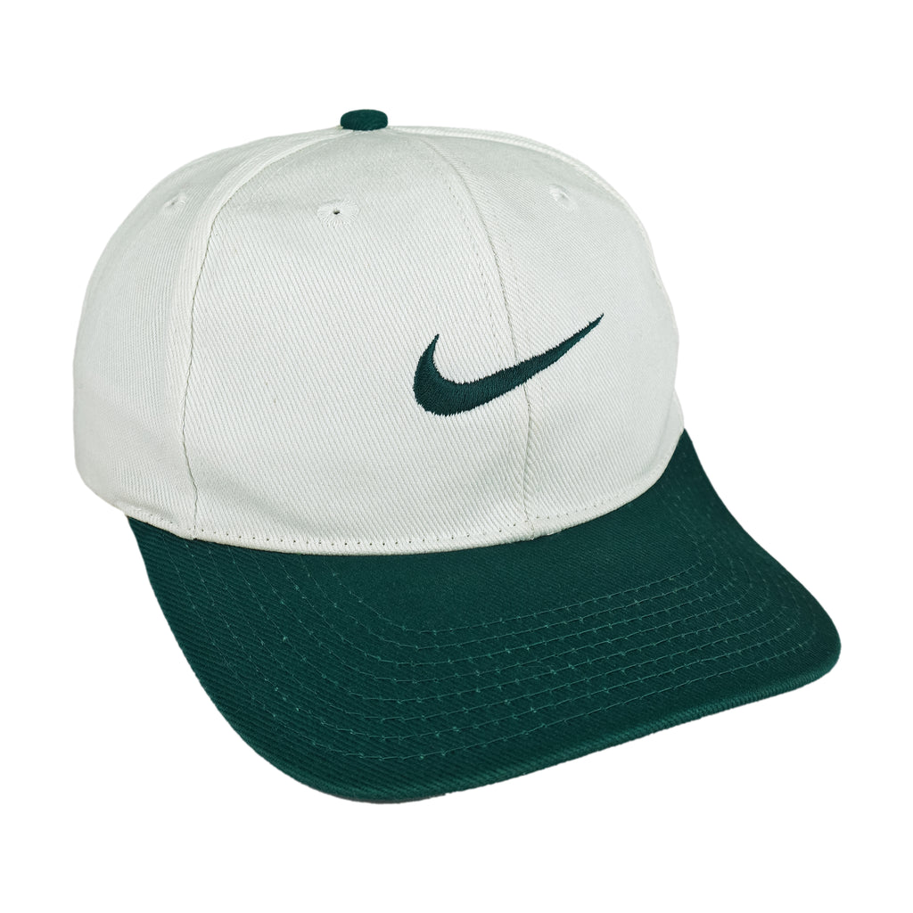 Nike - White Big Logo Snapback Hat 1990s OSFA Vintage Retro