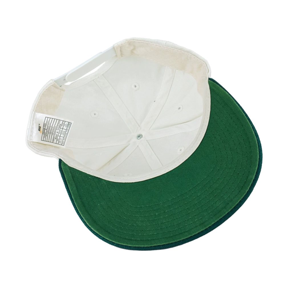 Nike - White Big Logo Snapback Hat 1990s OSFA Vintage Retro