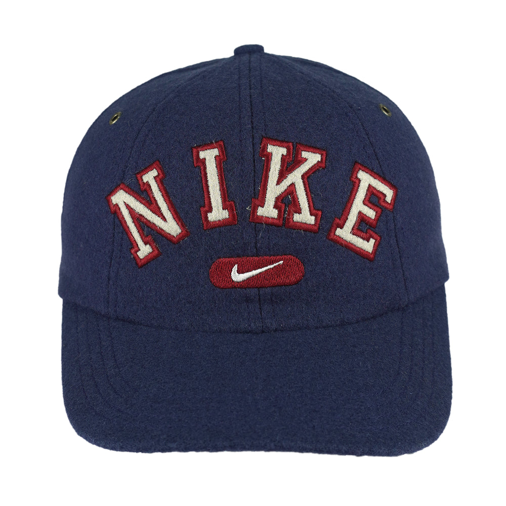 Nike - Blue Big Spell-Out & Logo Strapback Hat 1990s OSFA Vintage Retro