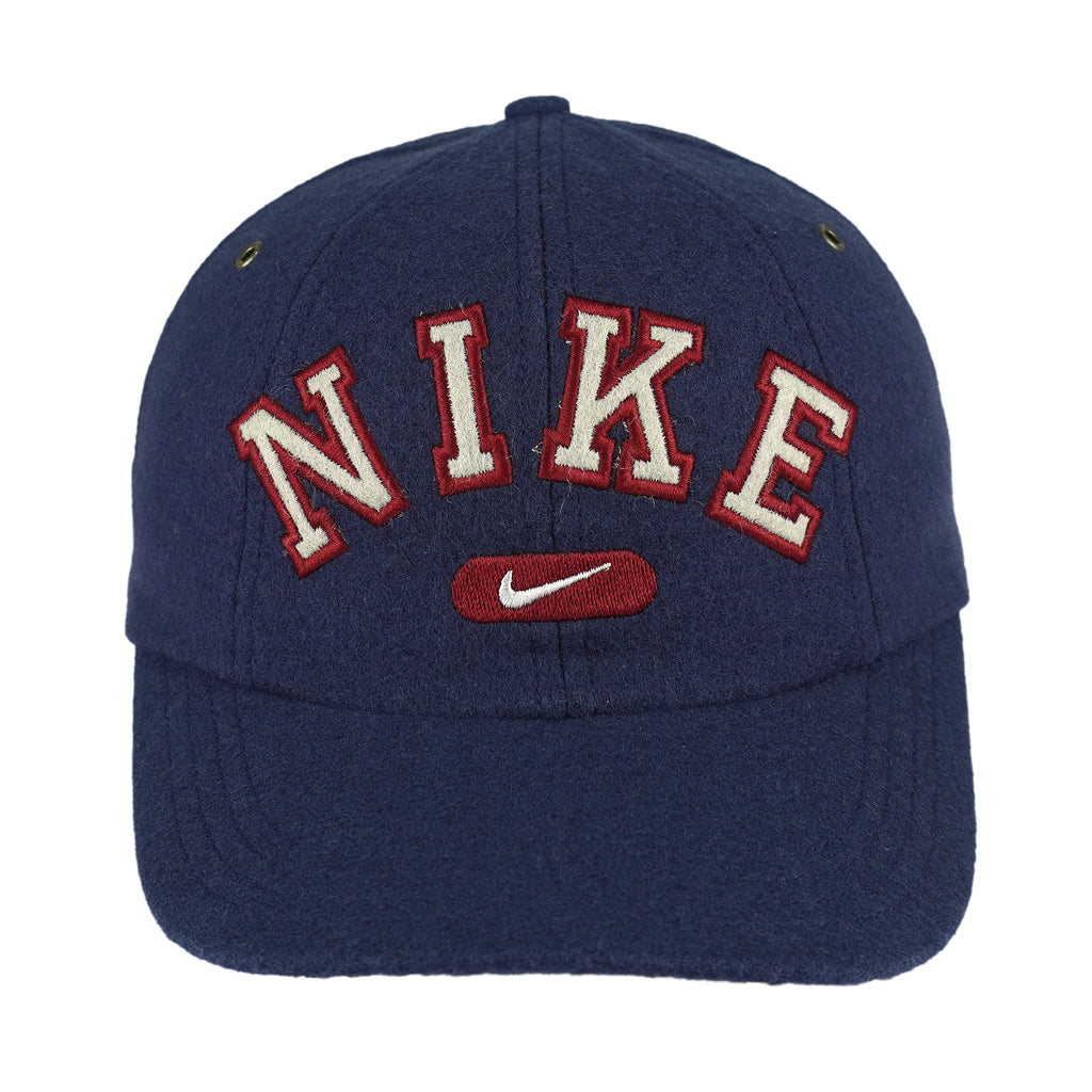 Nike - Blue Big Spell-Out & Logo Strapback Hat 1990s OSFA Vintage Retro