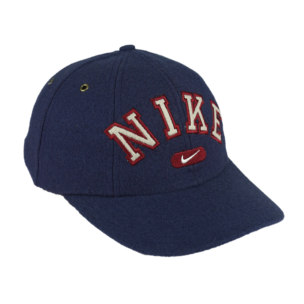 Nike - Blue Big Spell-Out & Logo Strapback Hat 1990s OSFA Vintage Retro
