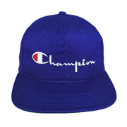 Champion - Blue Spell-Out Embroidered Snapback Hat 1990s OSFA Vintage Retro
