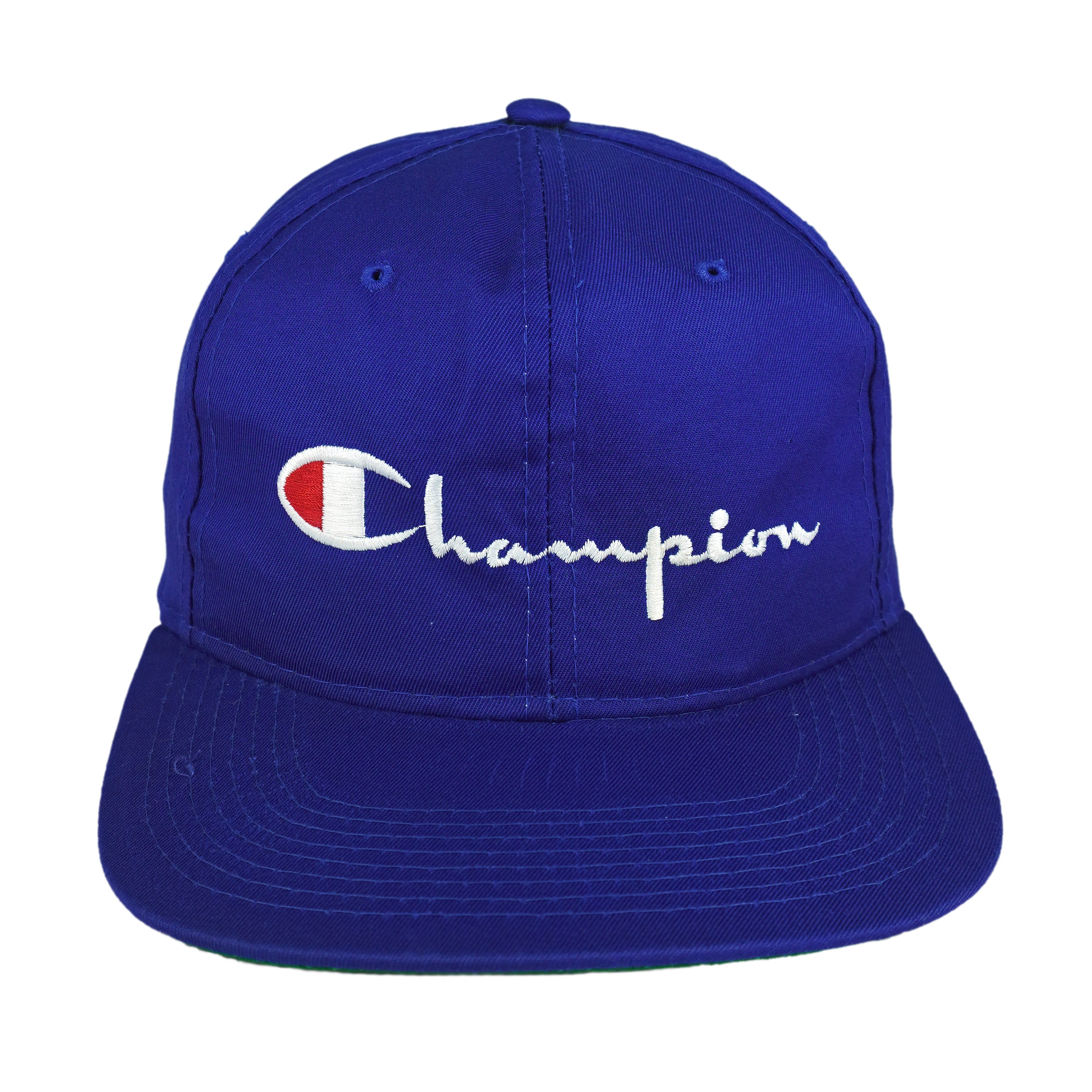 Champion - Blue Spell-Out Embroidered Snapback Hat 1990s OSFA Vintage Retro