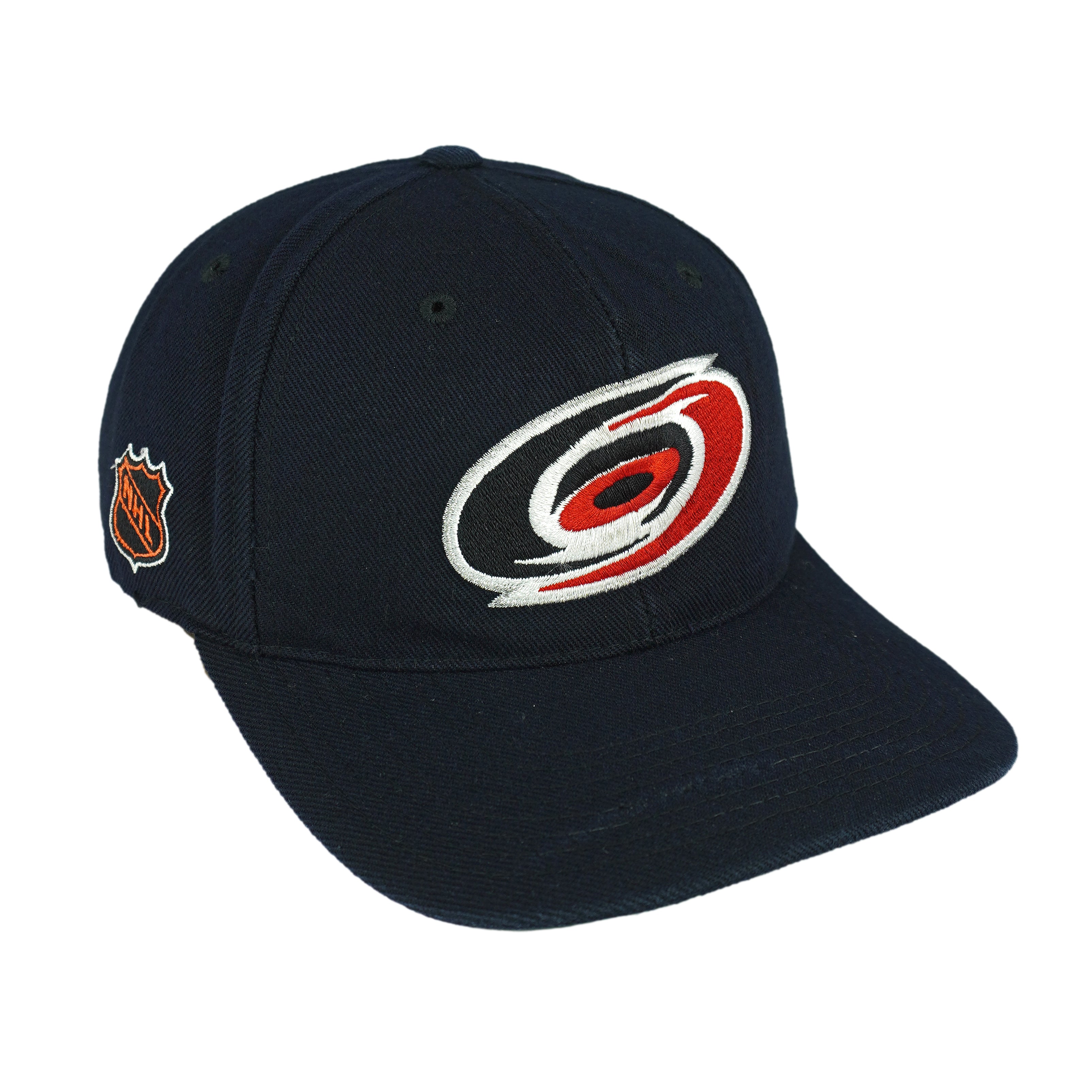 NHL (Sports Specialties) - Carolina Hurricanes Big Logo Snapback Hat 1990s OSFA Vintage Retro Hockey