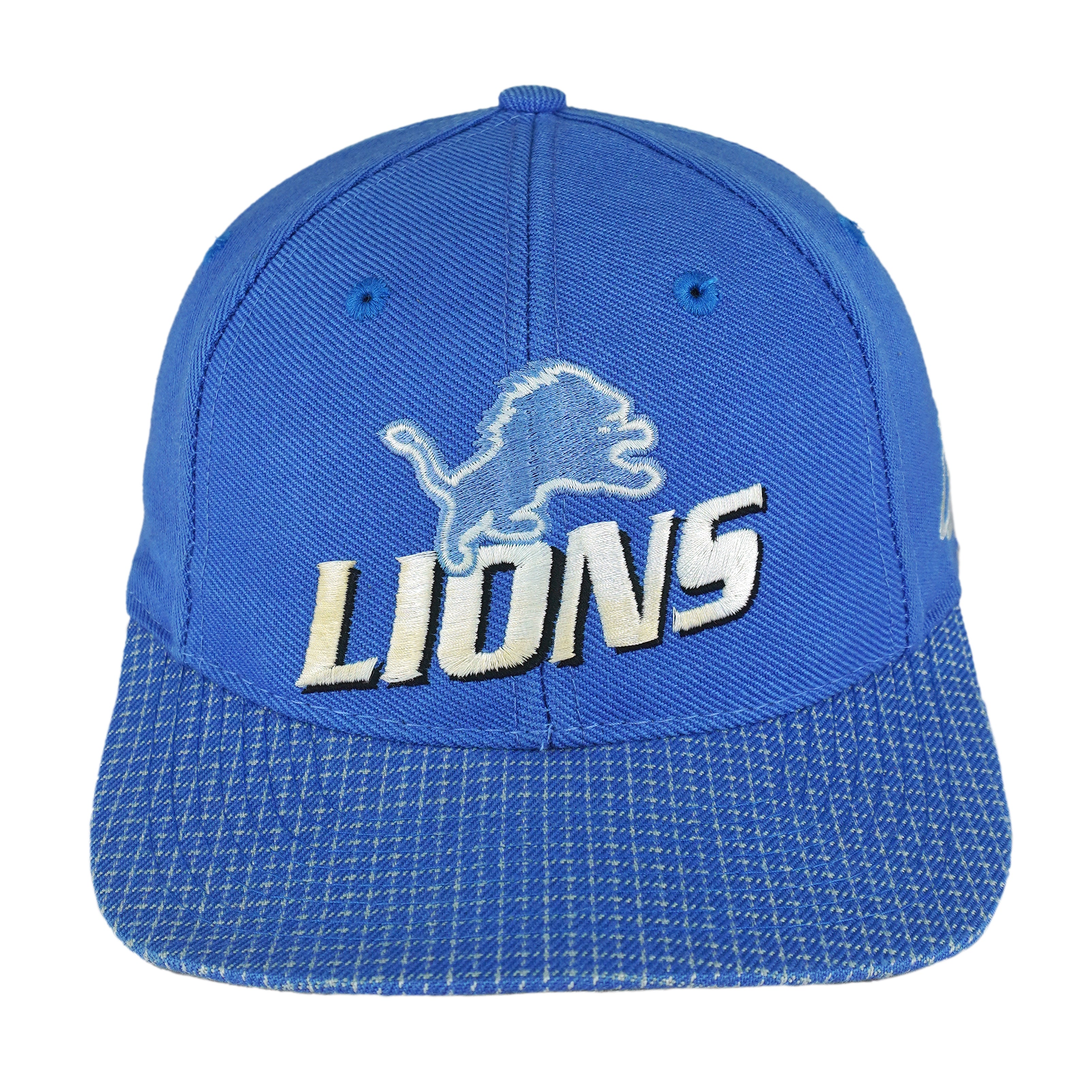 NFL (Logo Athletic) - Detroit Lions Embroidered Plaid Strapback Hat 1990s OSFA Vintage Retro Football