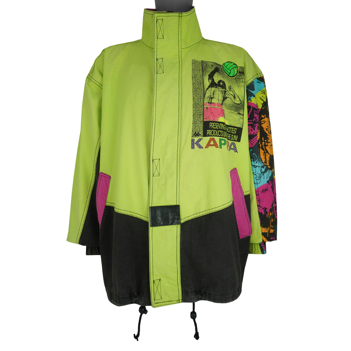 Vintage Kappa - Green Neon Beach Volleyball Jacket 1990s X-Large