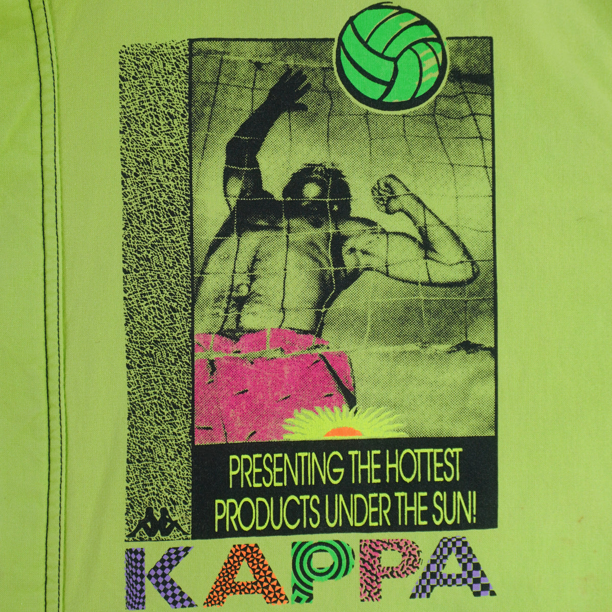 Vintage Kappa - Green Neon Beach Volleyball Jacket 1990s X-Large