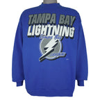 NHL (Logo 7) - Tampa Bay Lightning Big Logo Crew Neck Sweatshirt 1990s Large Vintage Retro Hockey