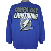 NHL (Logo 7) - Tampa Bay Lightning Big Logo Crew Neck Sweatshirt 1990s Large Vintage Retro Hockey
