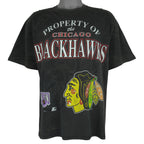 Starter - Property Of The Chicago Blackhawks Single Stitch T-Shirt 1990s Large Vintage Retro Hockey