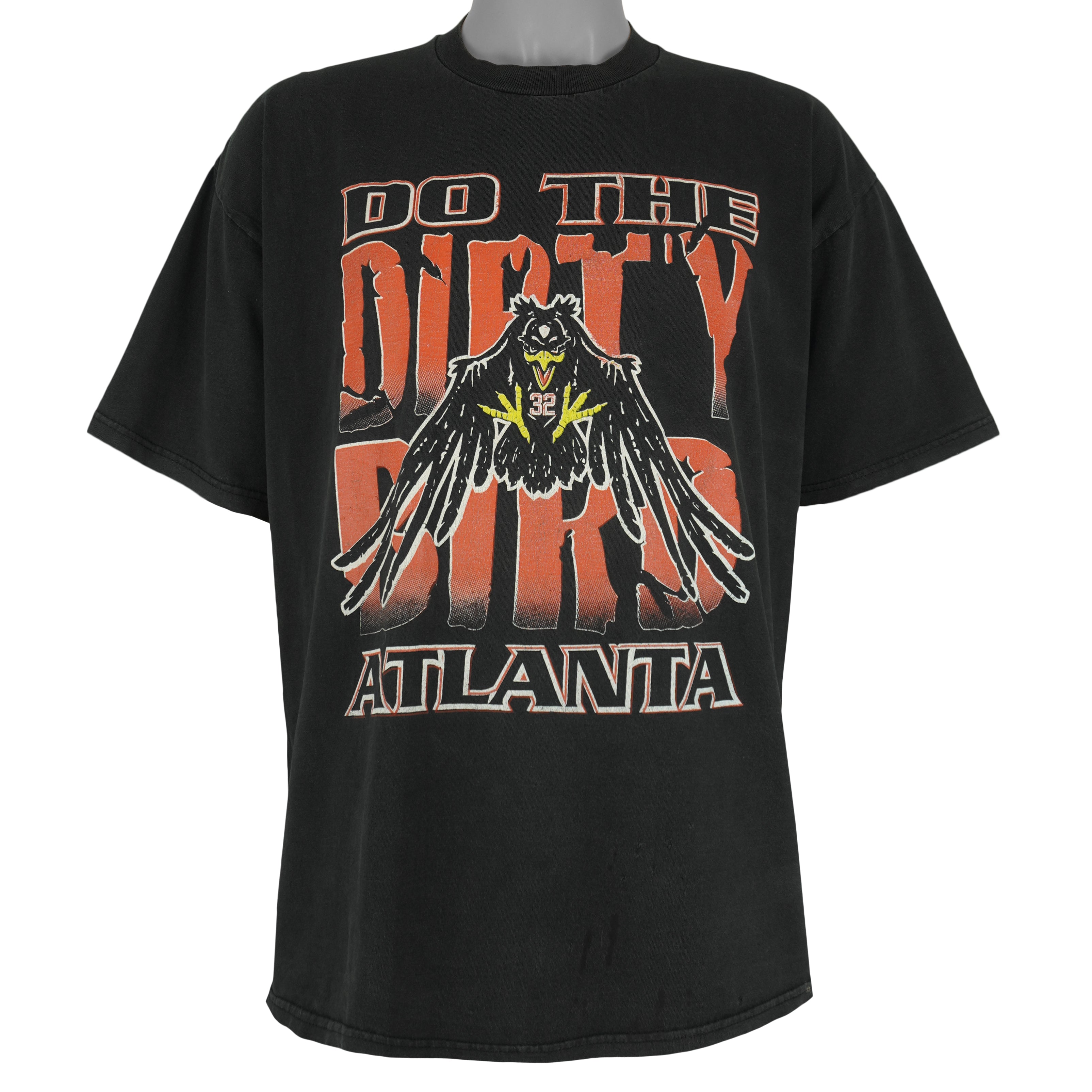 NBA (Jerzees) - Atlanta Hawks Do The Dirty Bird Spell-Out T-Shirt 1990s X-Large Vintage Retro Baseball