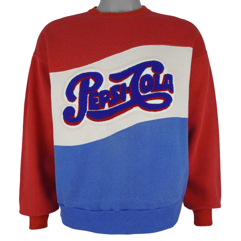 Vintage - Red & Blue Pepsi Cola Sweatshirt 1990s Medium Vintage Retro