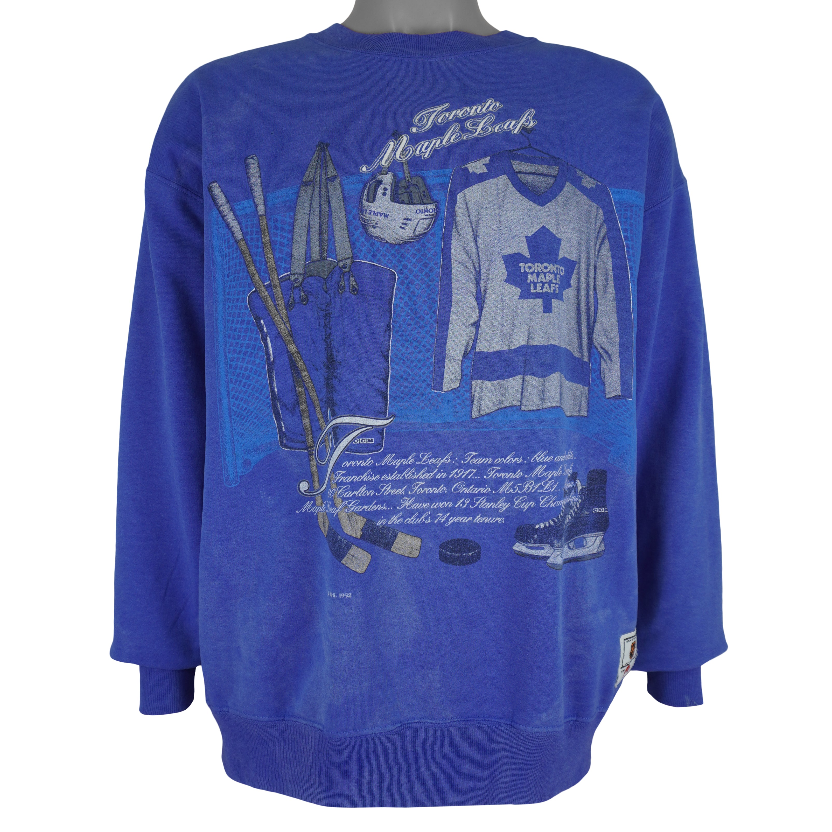 NHL (Nutmeg CCM) - Toronto Maple Leafs Locker Room Sweatshirt 1992 Large Vintage Retro Hockey