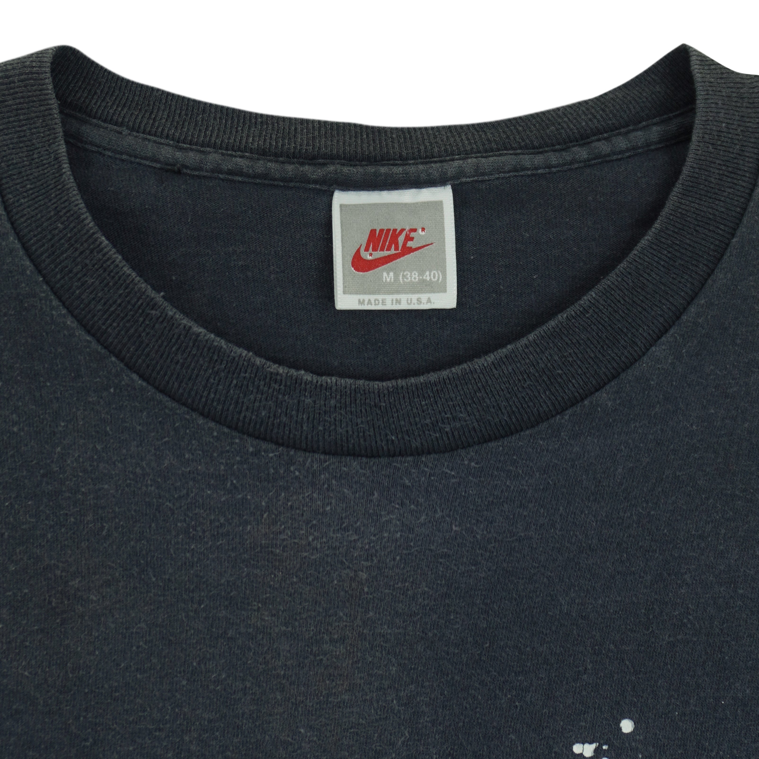 Nike - Black Graphic Single Stitch T-Shirt 1990s Medium Vintage Retro