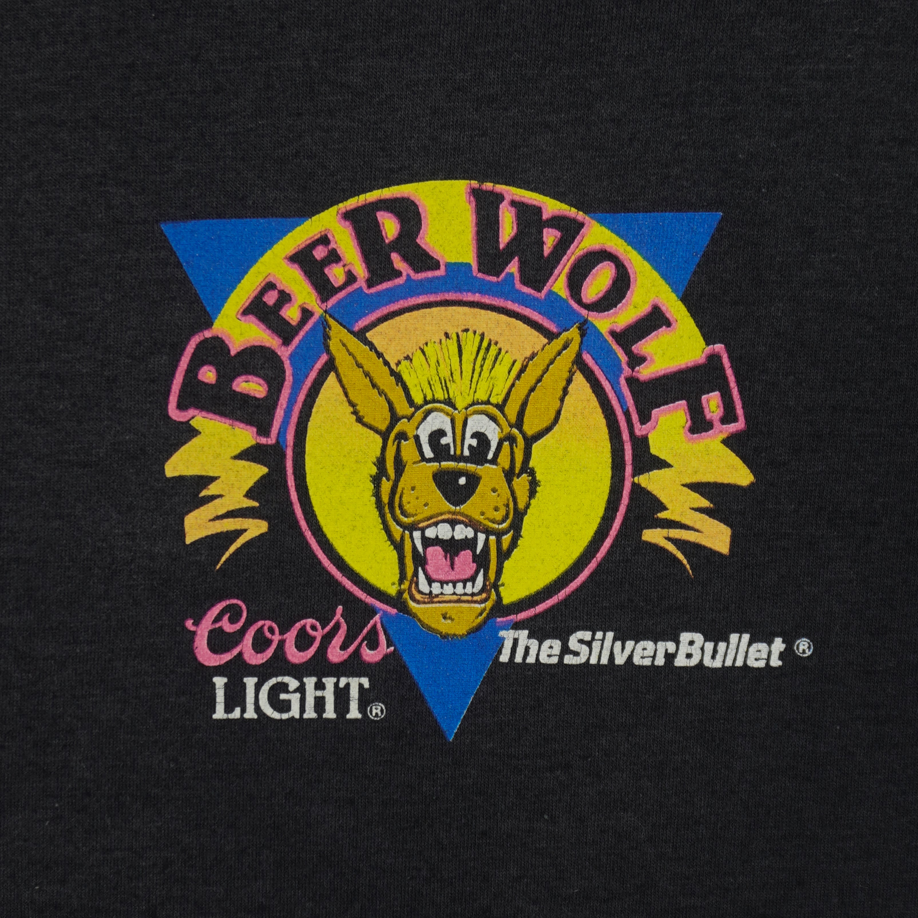 Vintage (Novel Teez) - Coors Light Beer Wolf Silver Bullet T-Shirt 1990s X-Large Vintage Retro