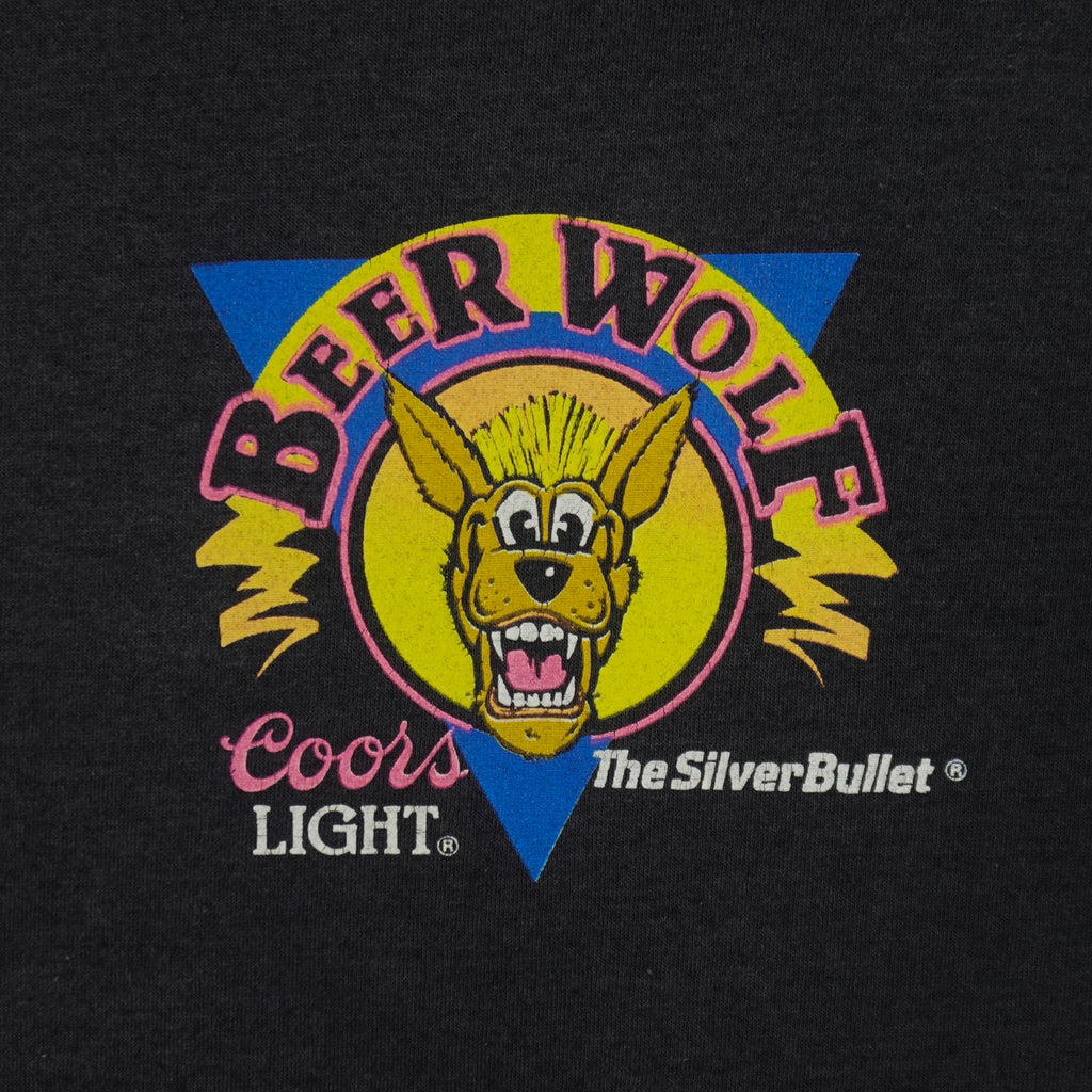Vintage (Novel Teez) - Coors Light Beer Wolf Silver Bullet T-Shirt 1990s X-Large Vintage Retro