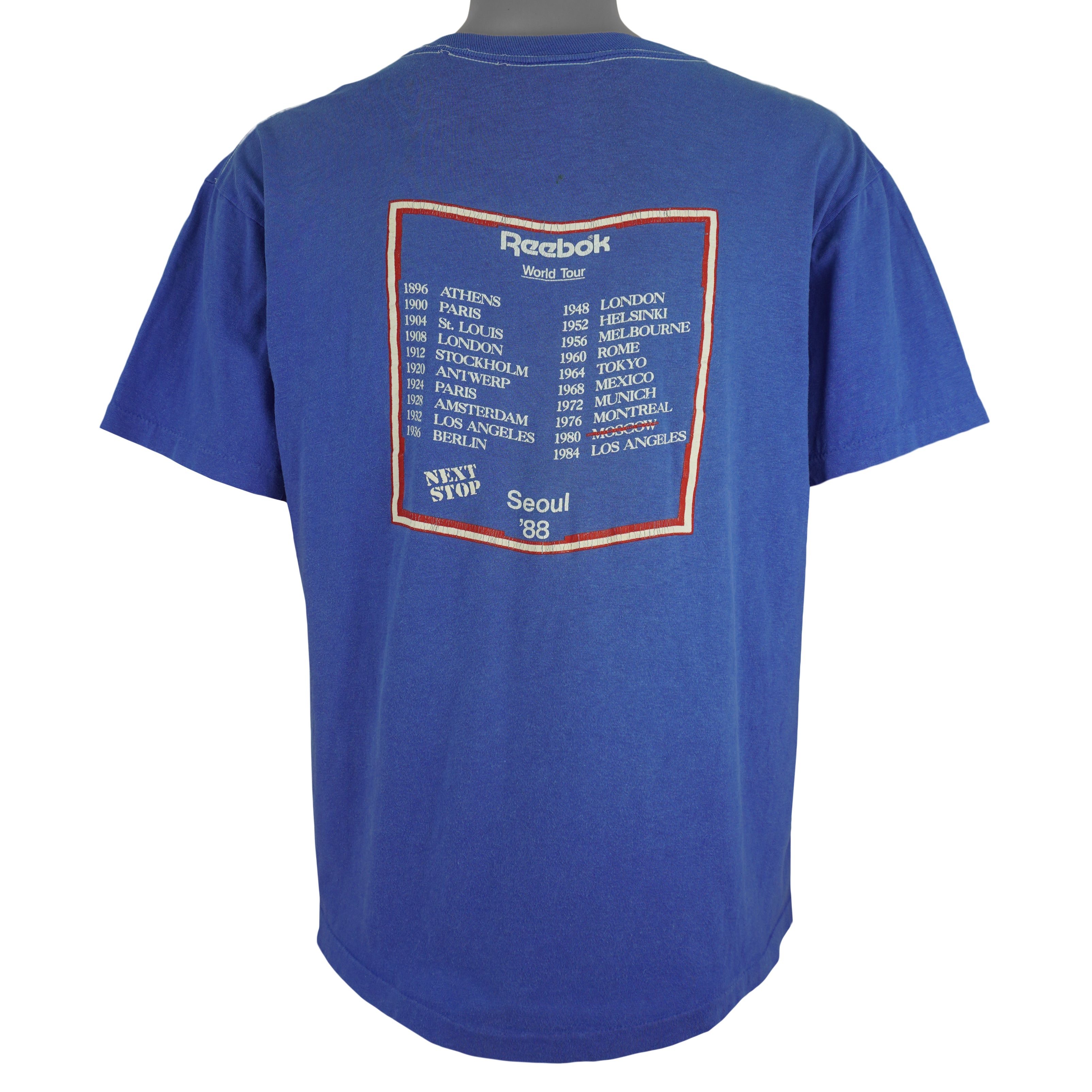 Reebok - Olympics World Tour T-Shirt 1988 X-Large Vintage Retro