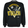 NFL (Trench) - Pittsburgh Steelers Helmet Crew Neck Sweatshirt 1990s Medium Vintage Retro Football