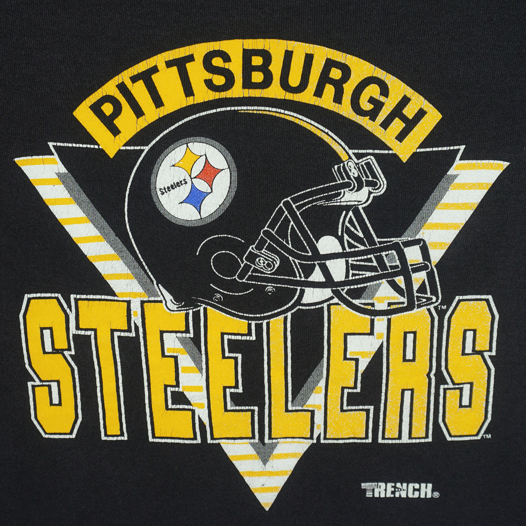 NFL (Trench) - Pittsburgh Steelers Helmet Crew Neck Sweatshirt 1990s Medium Vintage Retro Football