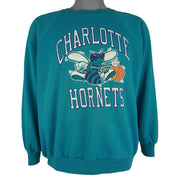 NBA (Trench) - Charlotte Hornets Crew Neck Sweatshirt 1990s Large Vintage Retro Basketball