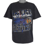NHL (Nutmeg) - Chicago Blackhawks Kick Ice! T-Shirt 1990s Large Vintage Retro Hockey