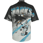 NHL (AMW Sports) - San Jose Sharks All Over Prints T-Shirt 1991 Large Vintage Retro Hockey