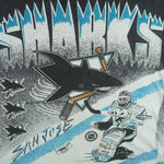 NHL (AMW Sports) - San Jose Sharks All Over Prints T-Shirt 1991 Large Vintage Retro Hockey