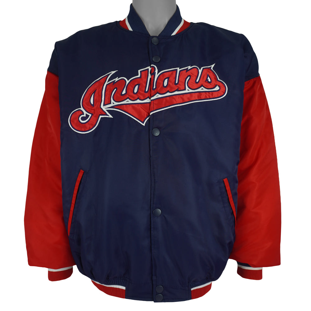 Starter - Cleveland Indians Bomber Jacket 1990s X-Large Vintage Retro Baseball