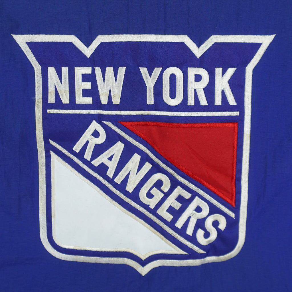 Starter - New York Rangers Hooded Puffer Jacket 1990s Large Vintage Retro Hockey