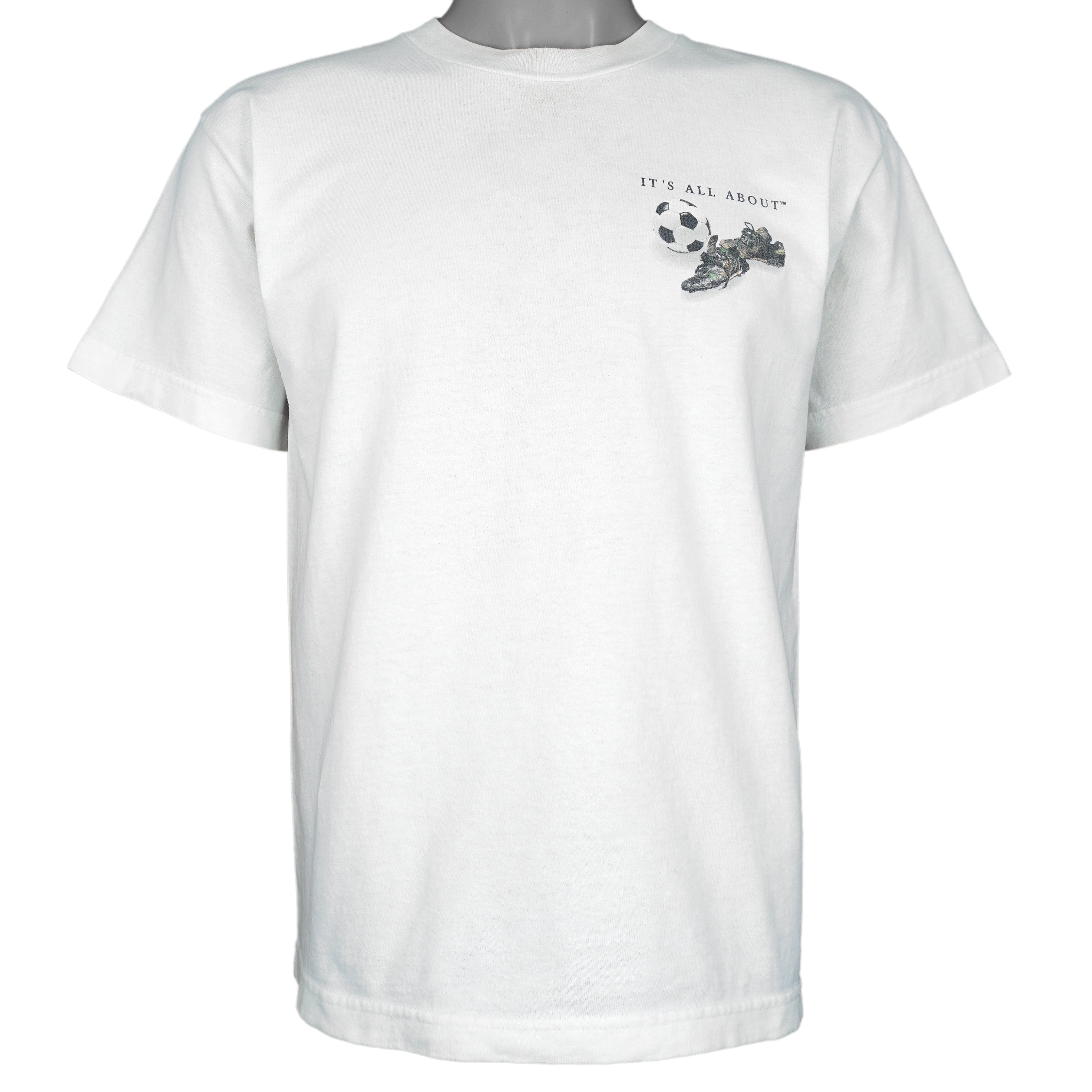 Vintage (Coed Sportwear) - It's All About Soccer Spell-Out T-Shirt 1990s X-Large Vintage Retro