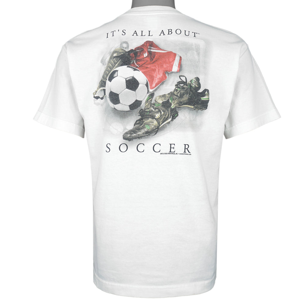 Vintage (Coed Sportwear) - It's All About Soccer Spell-Out T-Shirt 1990s X-Large Vintage Retro