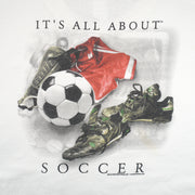 Vintage (Coed Sportwear) - It's All About Soccer Spell-Out T-Shirt 1990s X-Large Vintage Retro