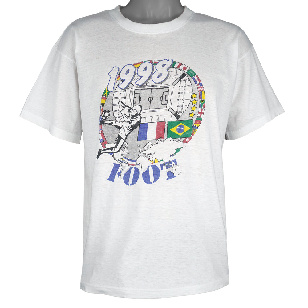 Vintage - Foot Soccer World Cup France Vs Brazil T-Shirt 1998 Large Vintage Retro