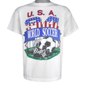 Vintage (Short Hills Tee) - USA World Soccer Spell-Out Single Stitch T-Shirt 1994 Medium Vintage Retro