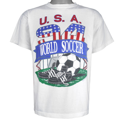 Vintage - USA World Soccer Spell-Out Single Stitch T-Shirt 1994 Medium