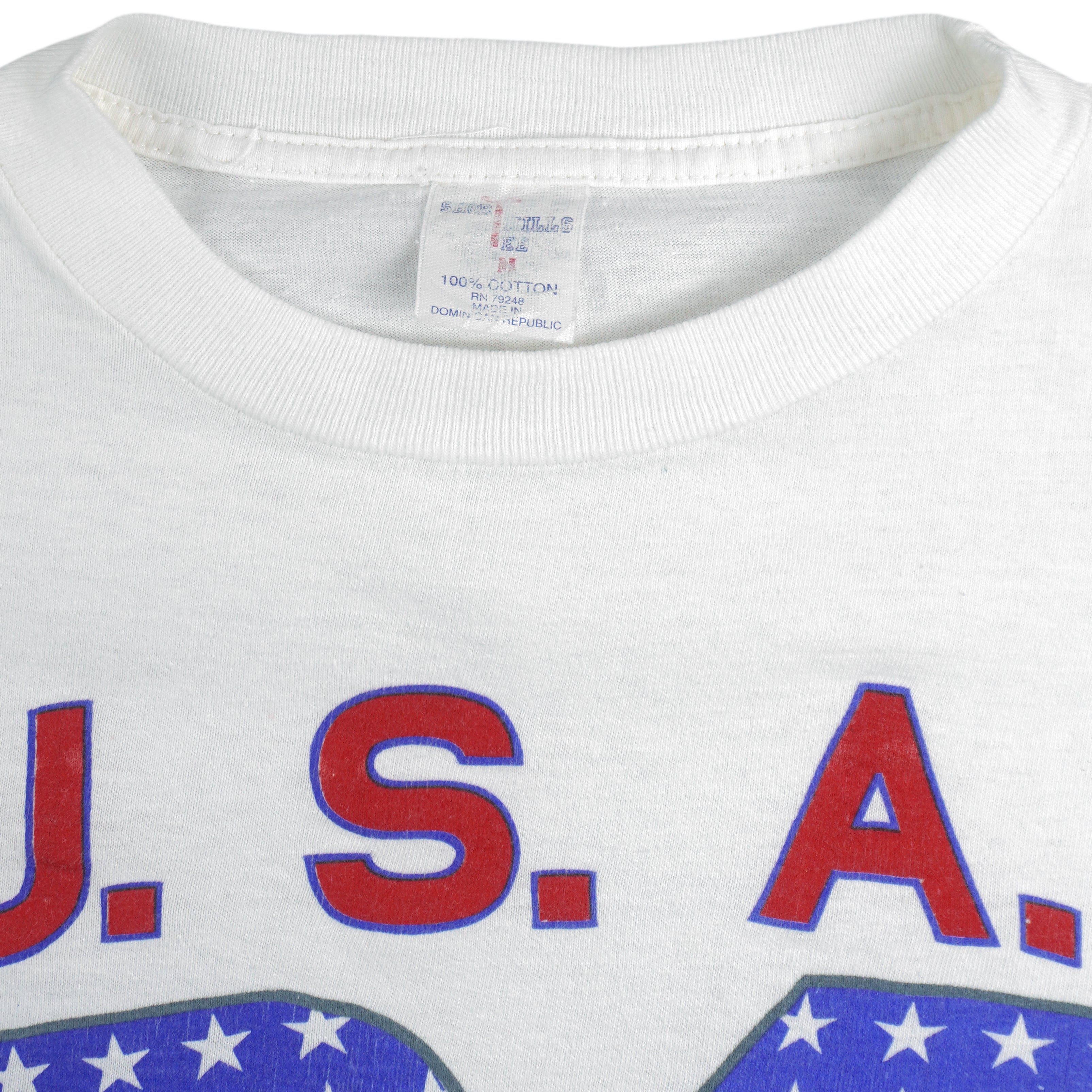 Vintage (Short Hills Tee) - USA World Soccer Spell-Out Single Stitch T-Shirt 1994 Medium Vintage Retro