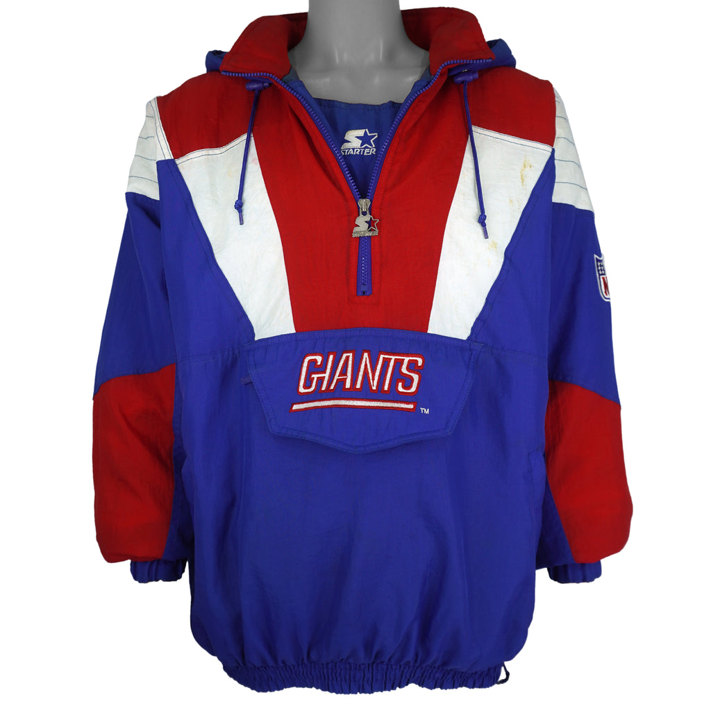 Starter - New York Giants Embroidered Hooded Windbreaker 1990s X-Large Vintage Retro Football