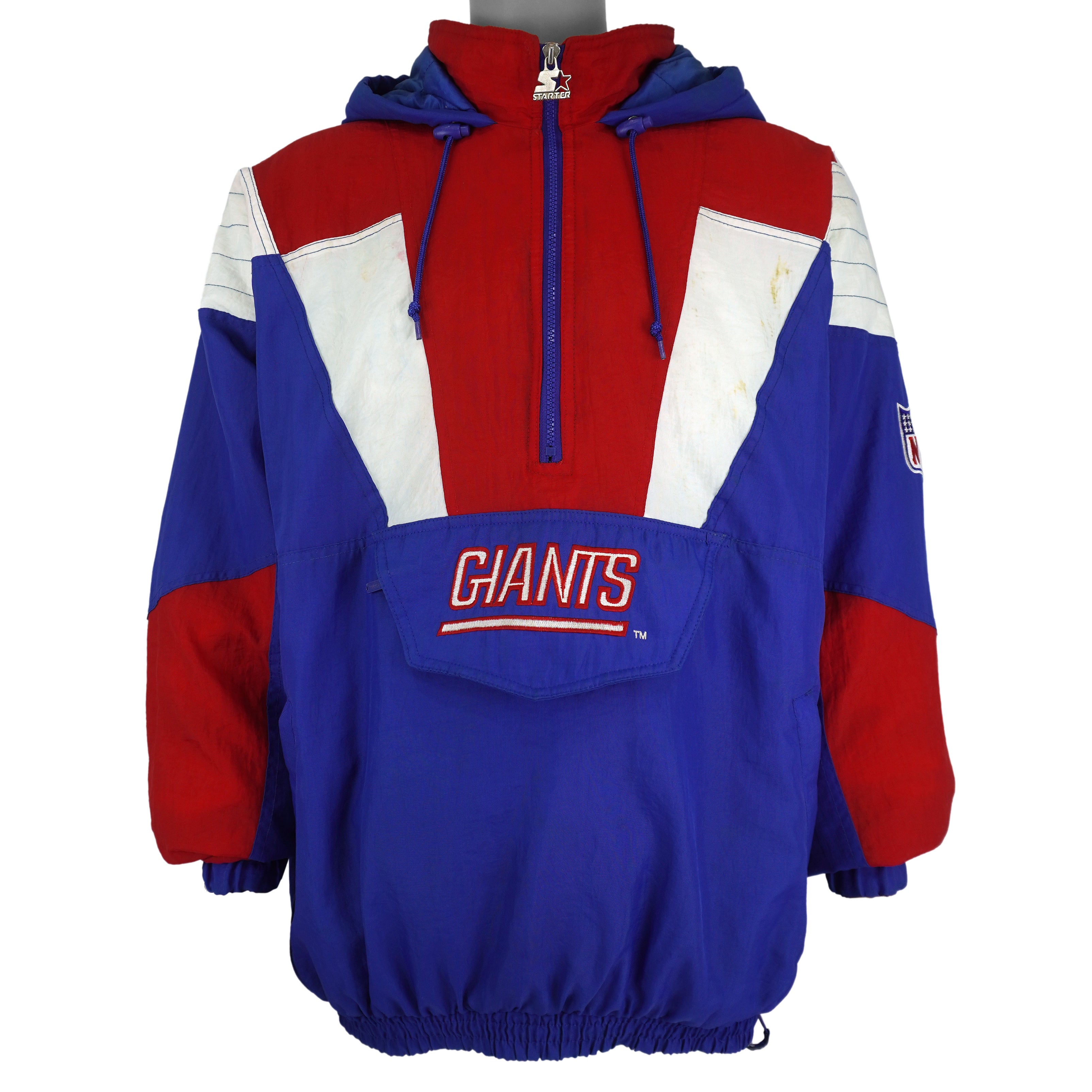 Starter - New York Giants Embroidered Hooded Windbreaker 1990s X-Large Vintage Retro Football