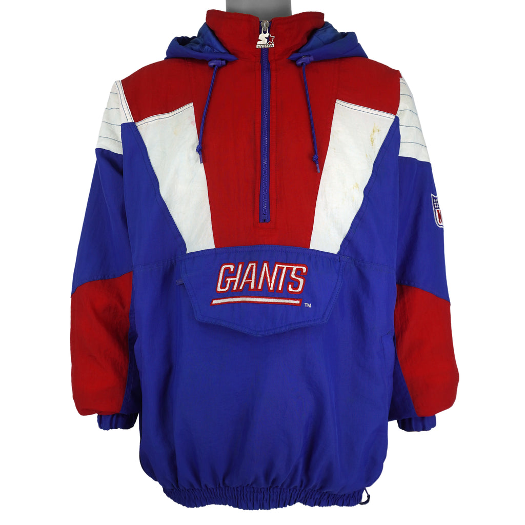 Starter - New York Giants Embroidered Hooded Windbreaker 1990s X-Large Vintage Retro Football